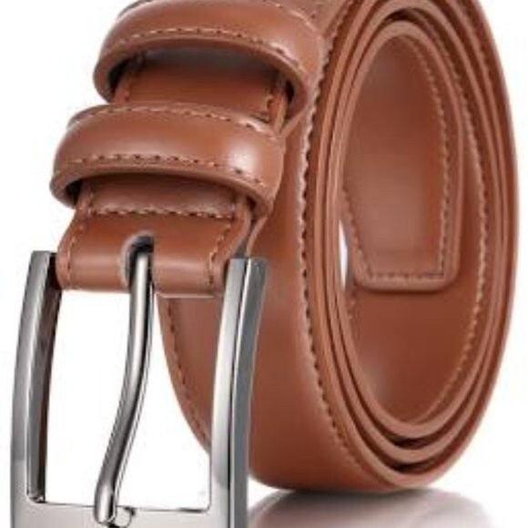 MIO MARINO Tan 30" Classy Prong Buckle Belt Brown Genuine Leather NWT - Picture 2 of 10
